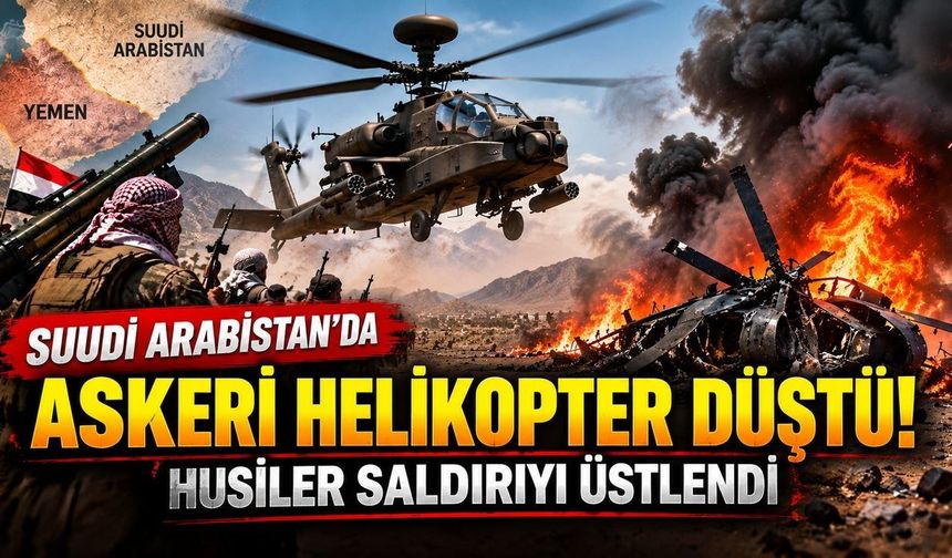 Suudi Arabistan'da askeri helikopter düştü! Husilerden saldırı iddiası, 2 asker hayatını kaybetti
