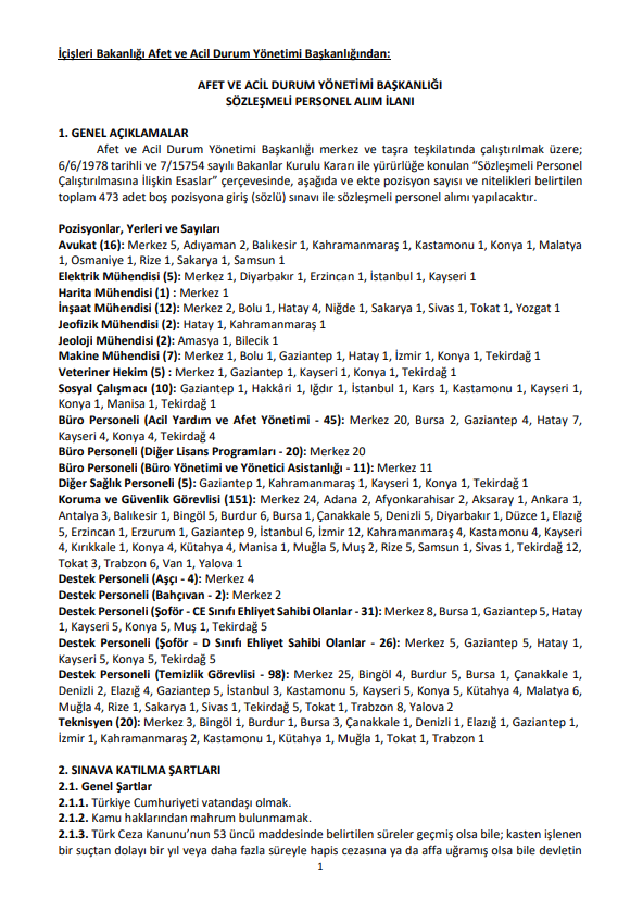Antalya Ve Alanya'da Iş Arayanlara Fırsat Afad Çok Sayıda Personel Alacak