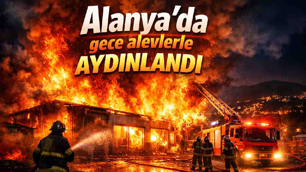 Alanya'da gece alevlerle aydınlandı