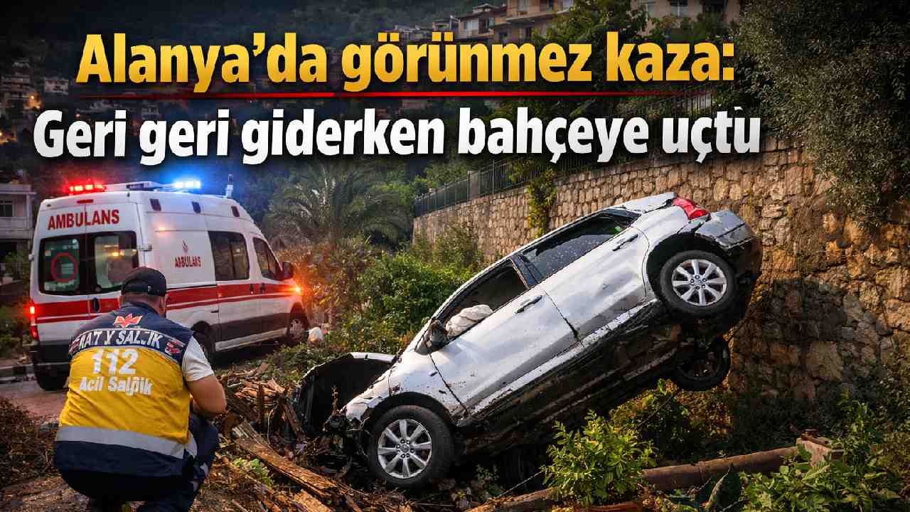 Alanya'da görünmez kaza: Geri geri giderken bahçeye uçtu