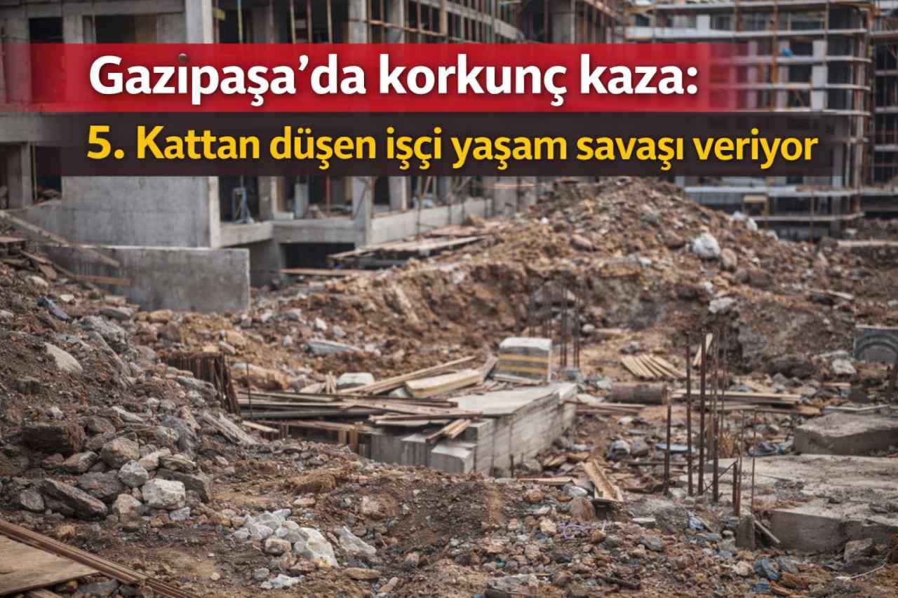 Gazipaşa'da korkunç kaza: 5. Kattan düşen işçi yaşam savaşı veriyor