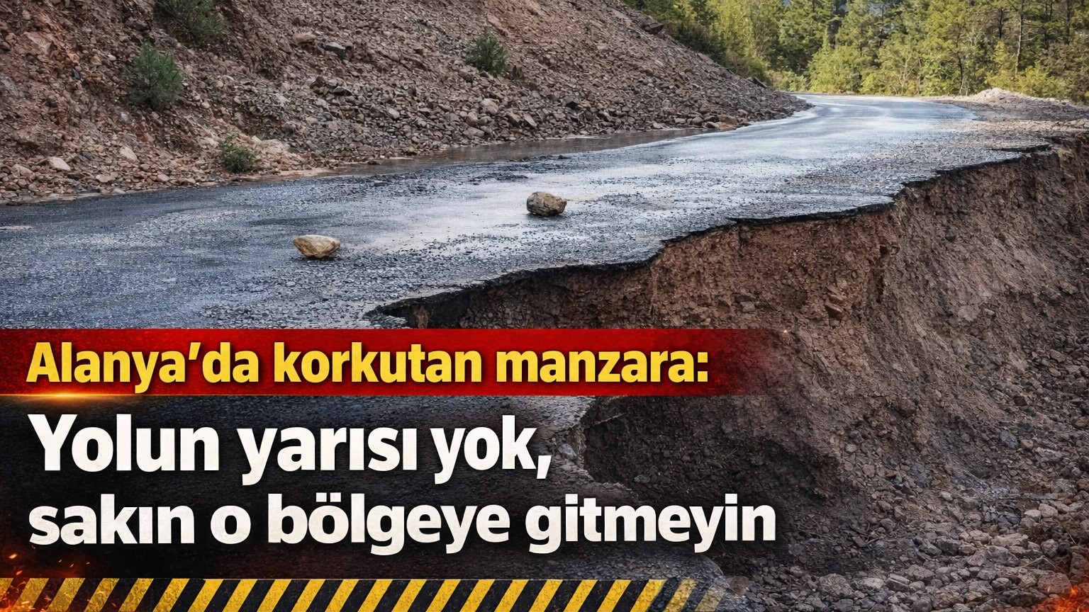 Alanya'da korkutan manzara: Yolun yarısı yok, sakın o bölgeye gitmeyin