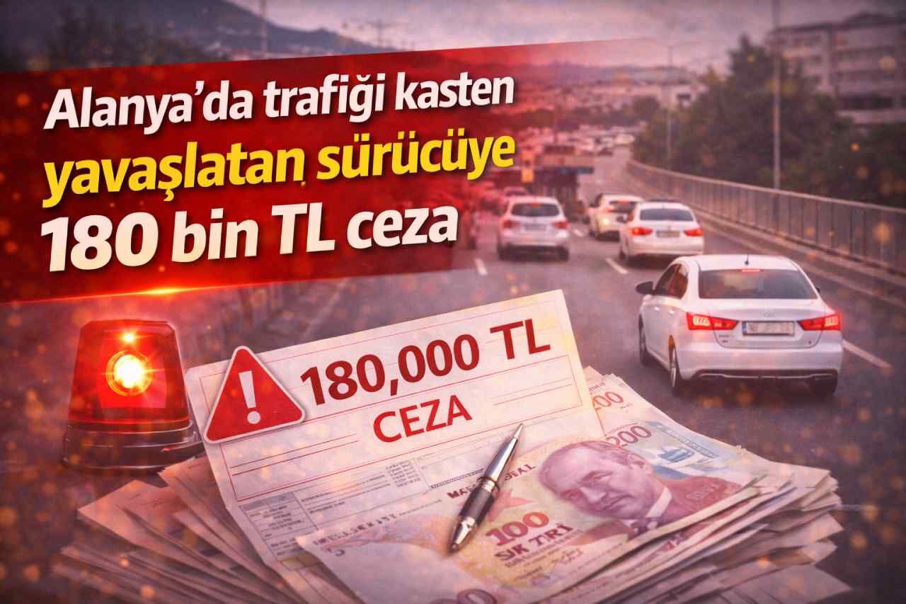 Alanya’da trafiği kasten yavaşlatan sürücüye 180 bin TL ceza