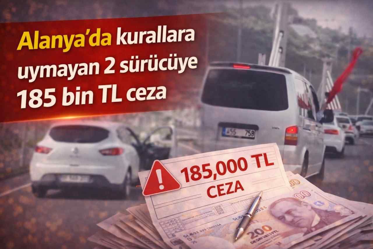 Alanya’da kurallara uymayan 2 sürücüye 185 bin TL ceza