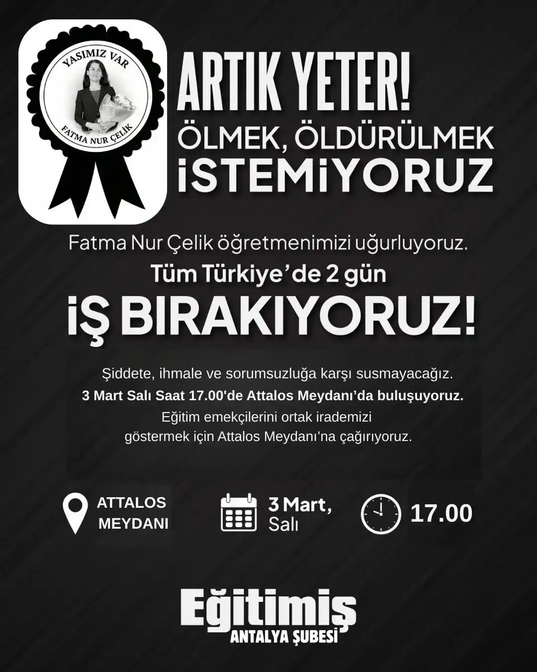 Istanbulda Oldurulen Fatmagul Ogretmen Icin Egitim Is Iki Gun Is Birakiyor