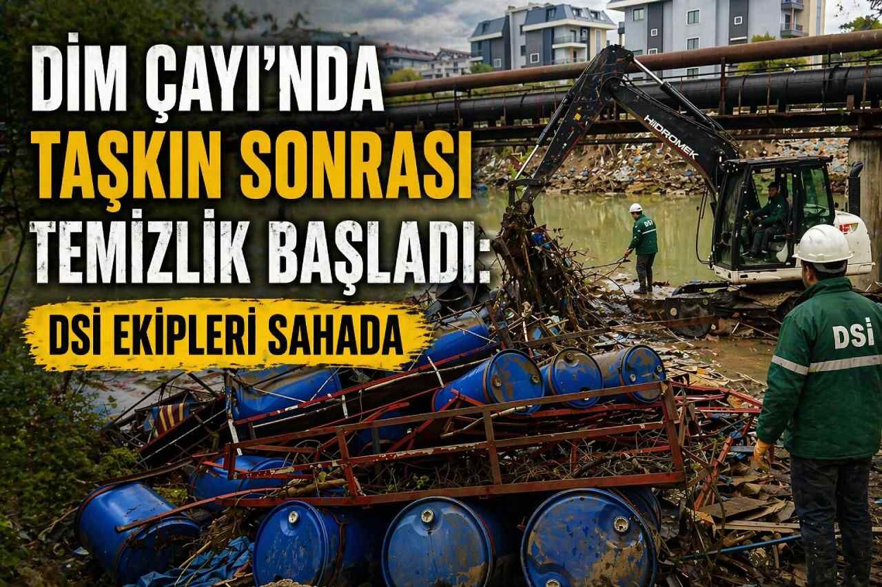 Dim Çayı’nda taşkın sonrasi temizlik başladı: DSİ ekipleri sahada