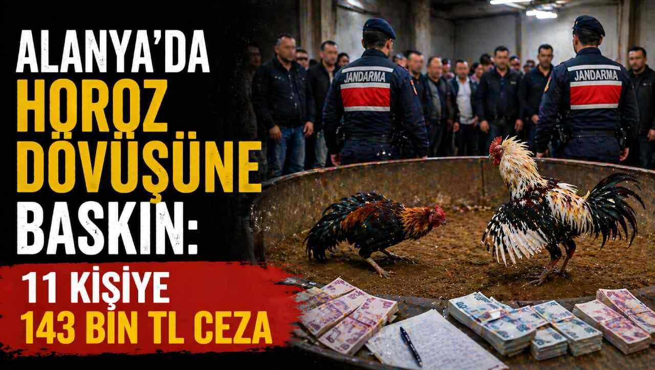 Alanya’da horoz dövüşüne baskın: 11 kişiye 143 bin TL ceza