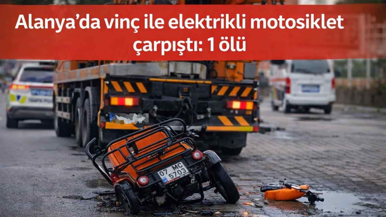 Alanya’da vinç ile elektrikli motosiklet çarpıştı: 1 ölü