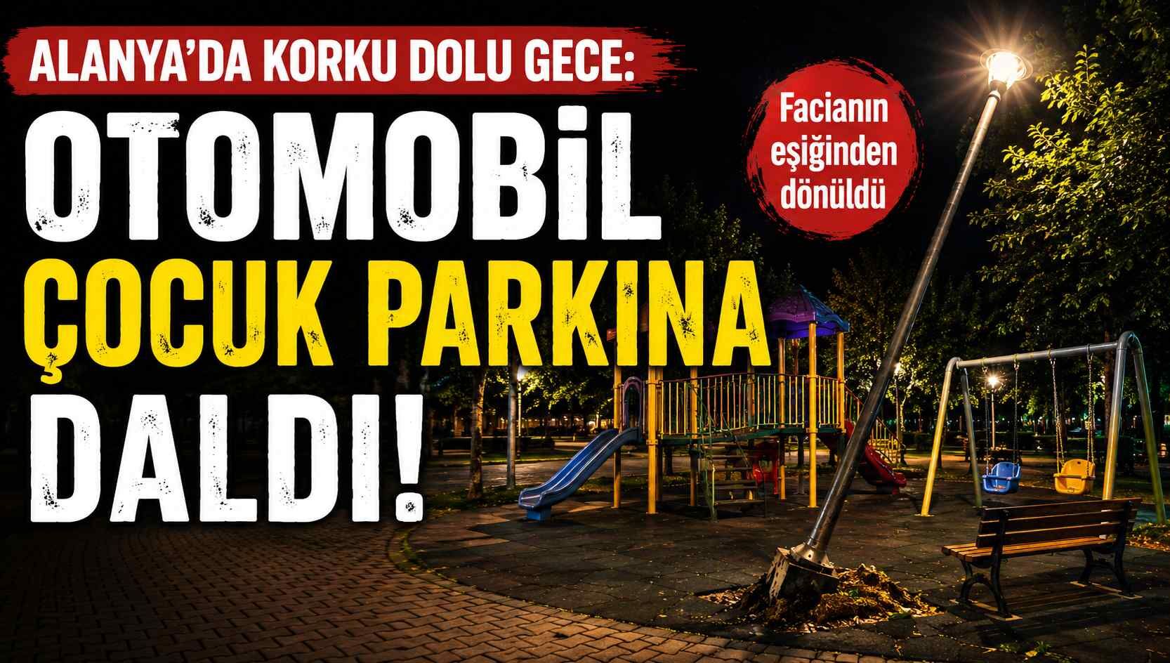 Alanya'da korku dolu gece: Otomobil çocuk parkına daldı