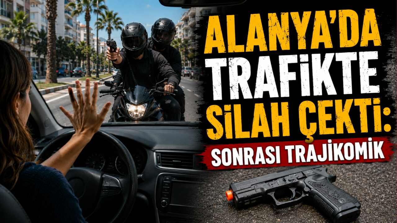 Alanya'da trafikte silah çekti: Sonrası trajikomik