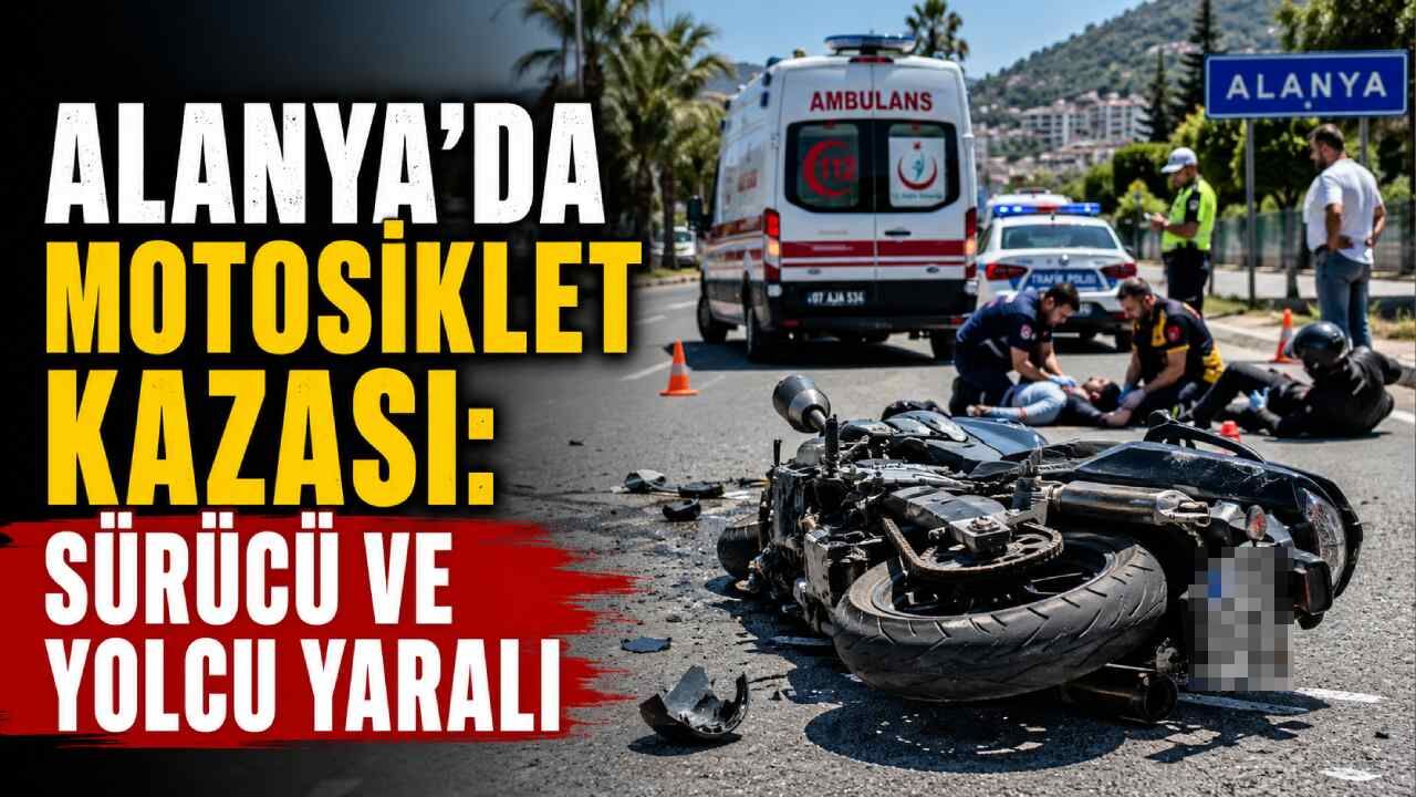 Alanya'da motosiklet kazası: Sürücü ve yolcu yaralı