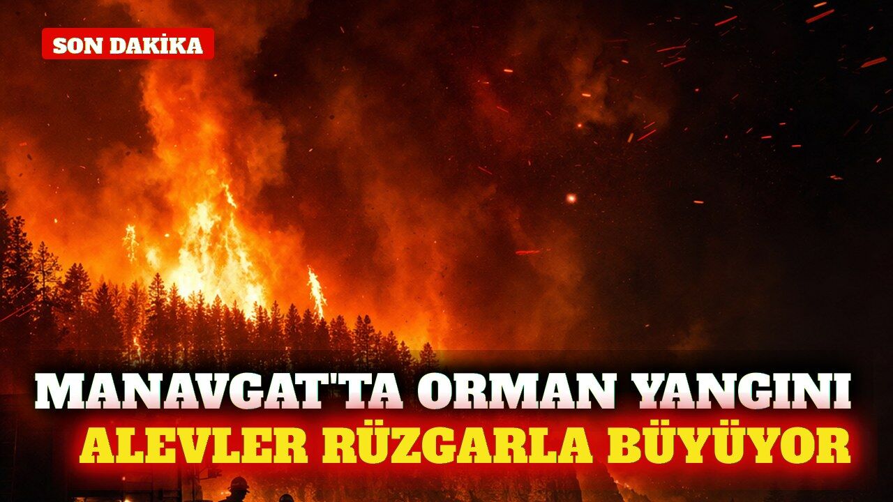 Manavgat'ta orman yangını rüzgarın etkisiyle büyüyor