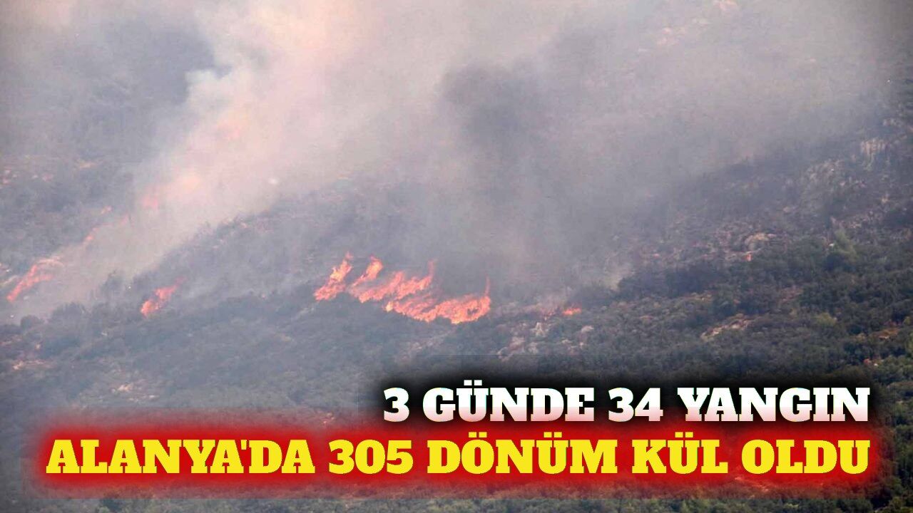 Antalya'da 3 günde 34 yangın: Alanya'da 305 dönüm yandı