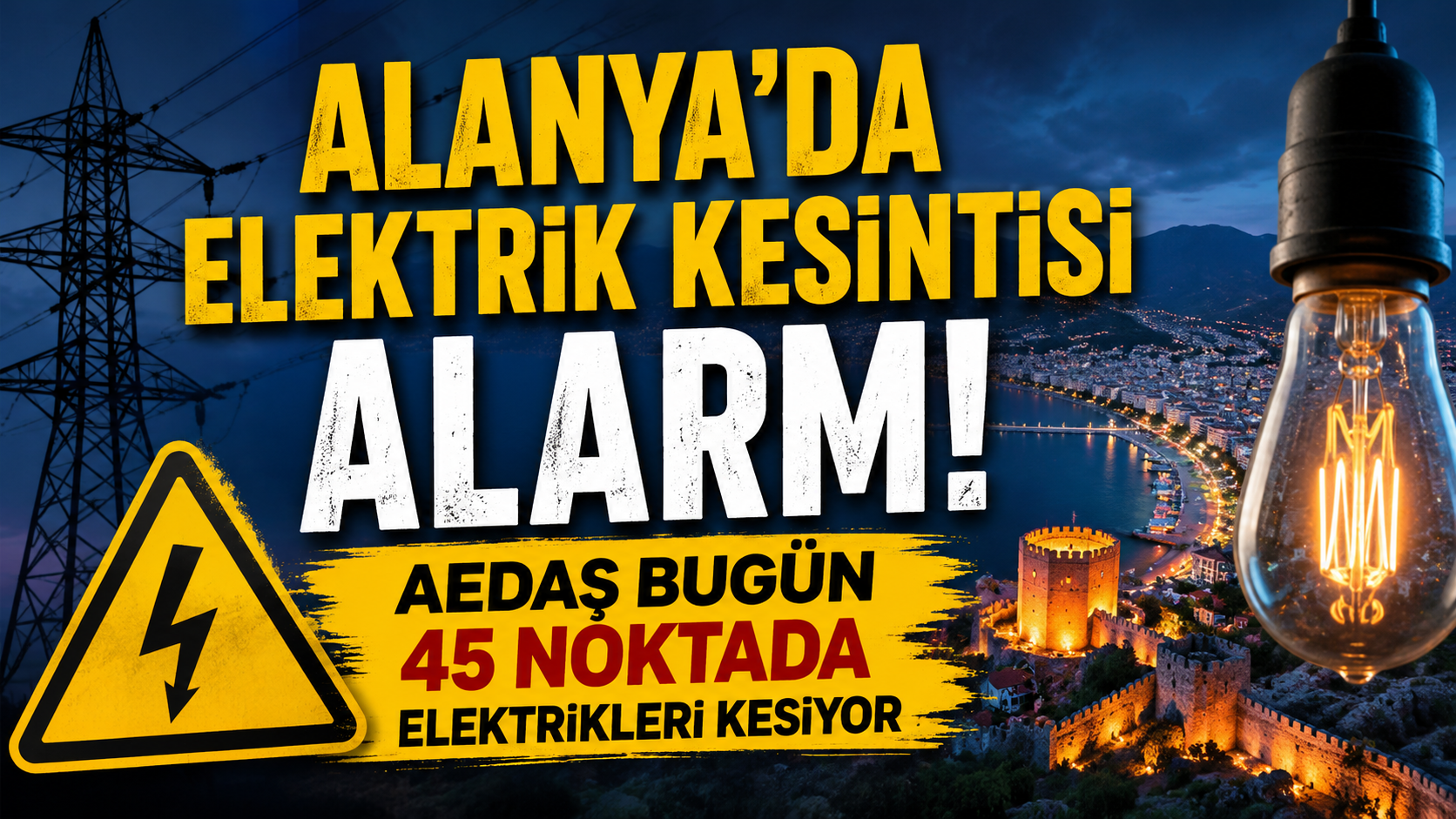 Alanya'da elektrik kesintisi alarmı: AEDAŞ bugün 45 noktada elektrikleri kesiyor