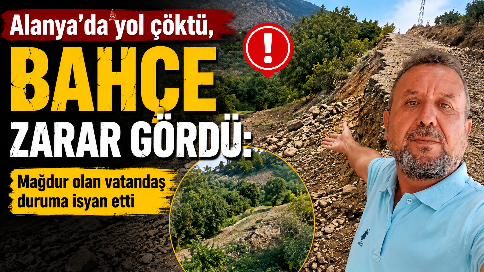 Alanya'da yol çöktü, bahçe zarar gördü: Mağdur olan vatandaş duruma isyan etti