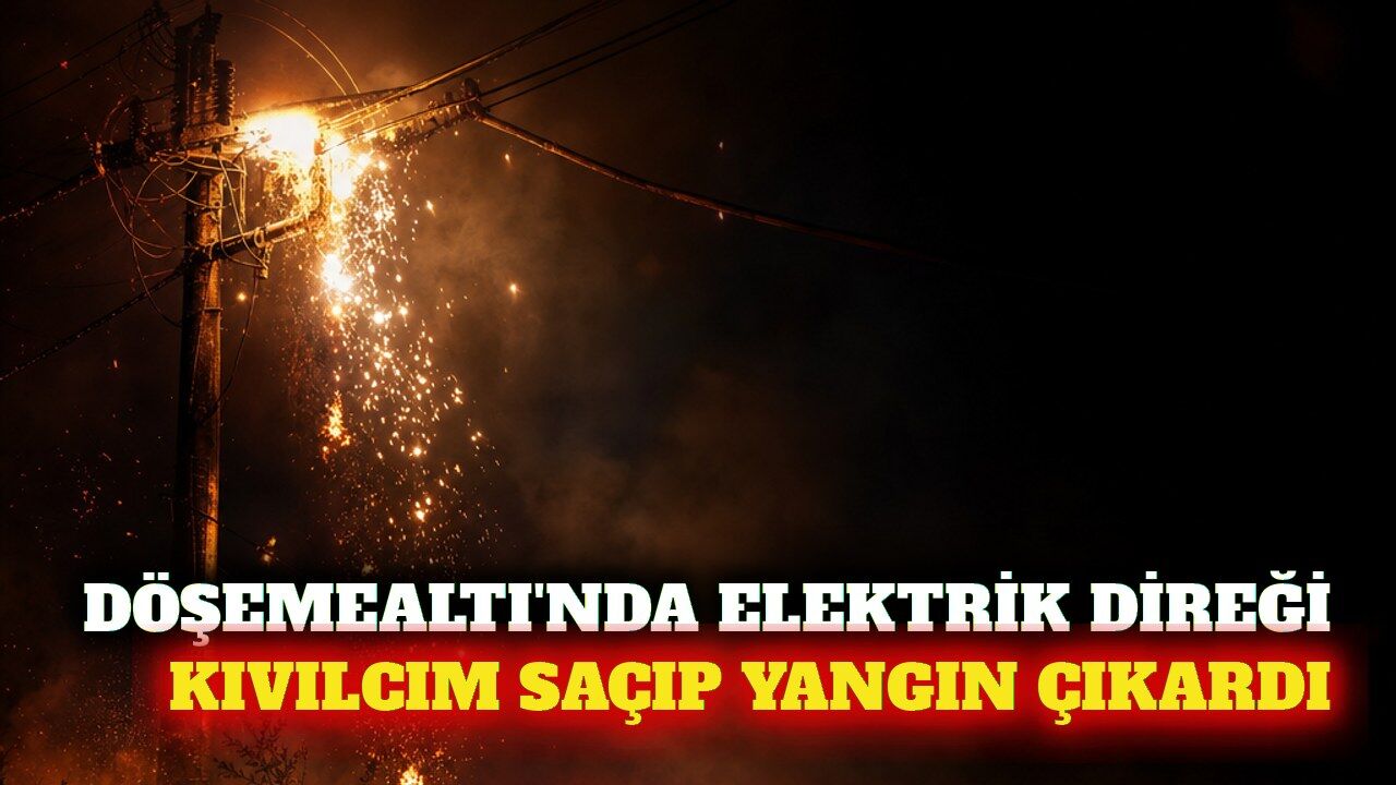 Döşemealtı'nda elektrik direğindeki şase yangına neden oldu