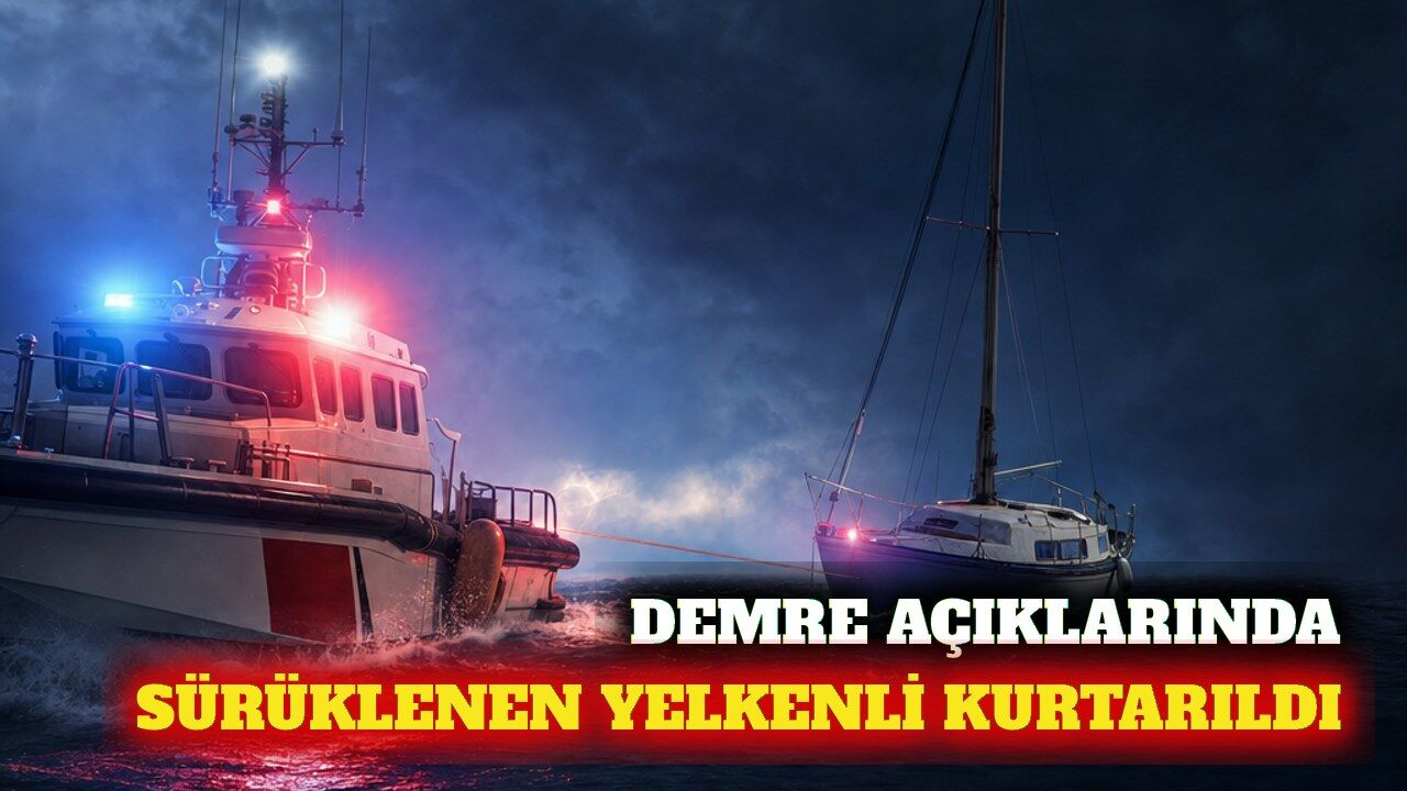 Demre açıklarında sürüklenen teknedeki 2 kişi kurtarıldı