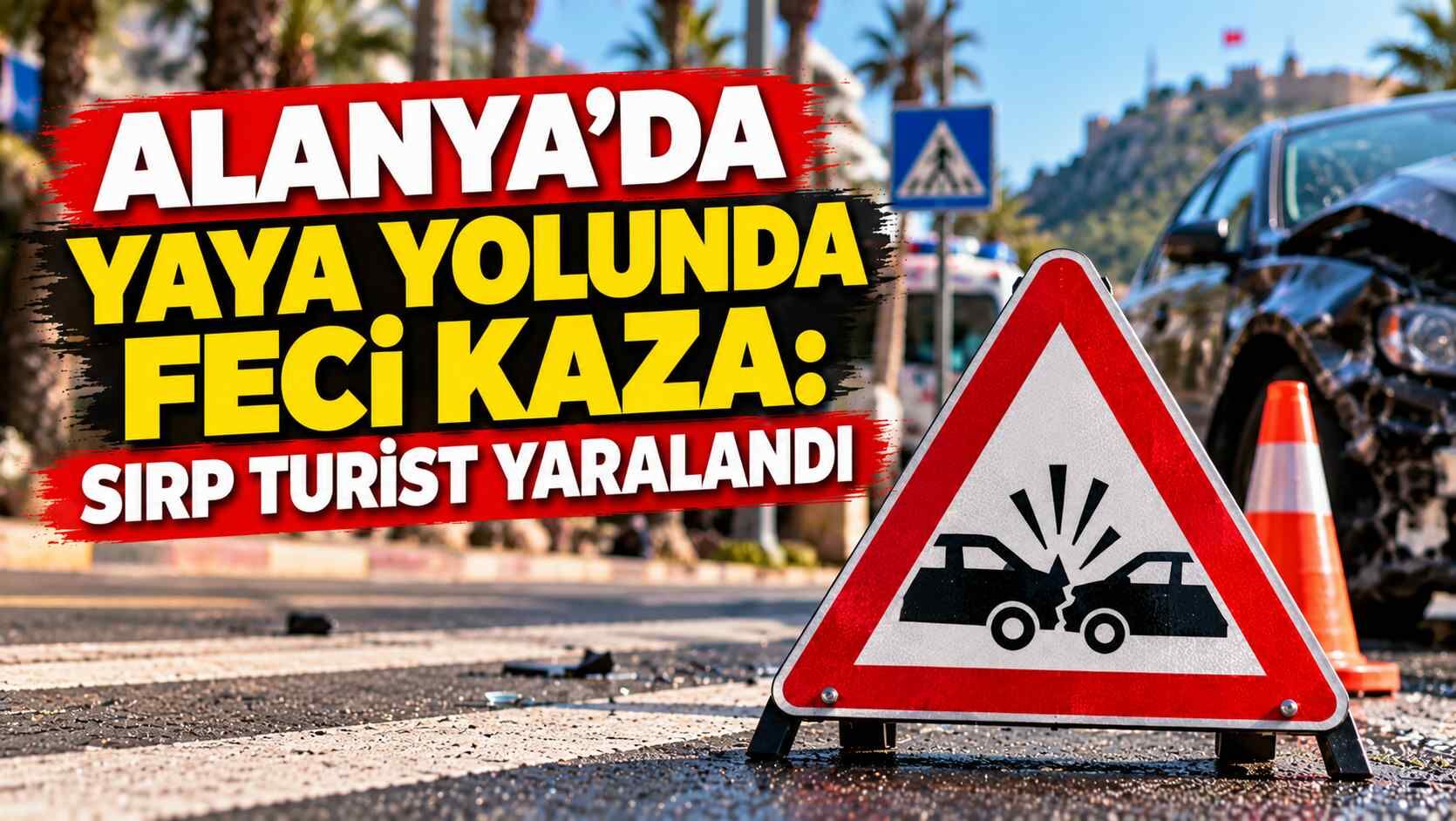 Alanya’da yaya yolunda feci kaza: Sırp turist yaralandı
