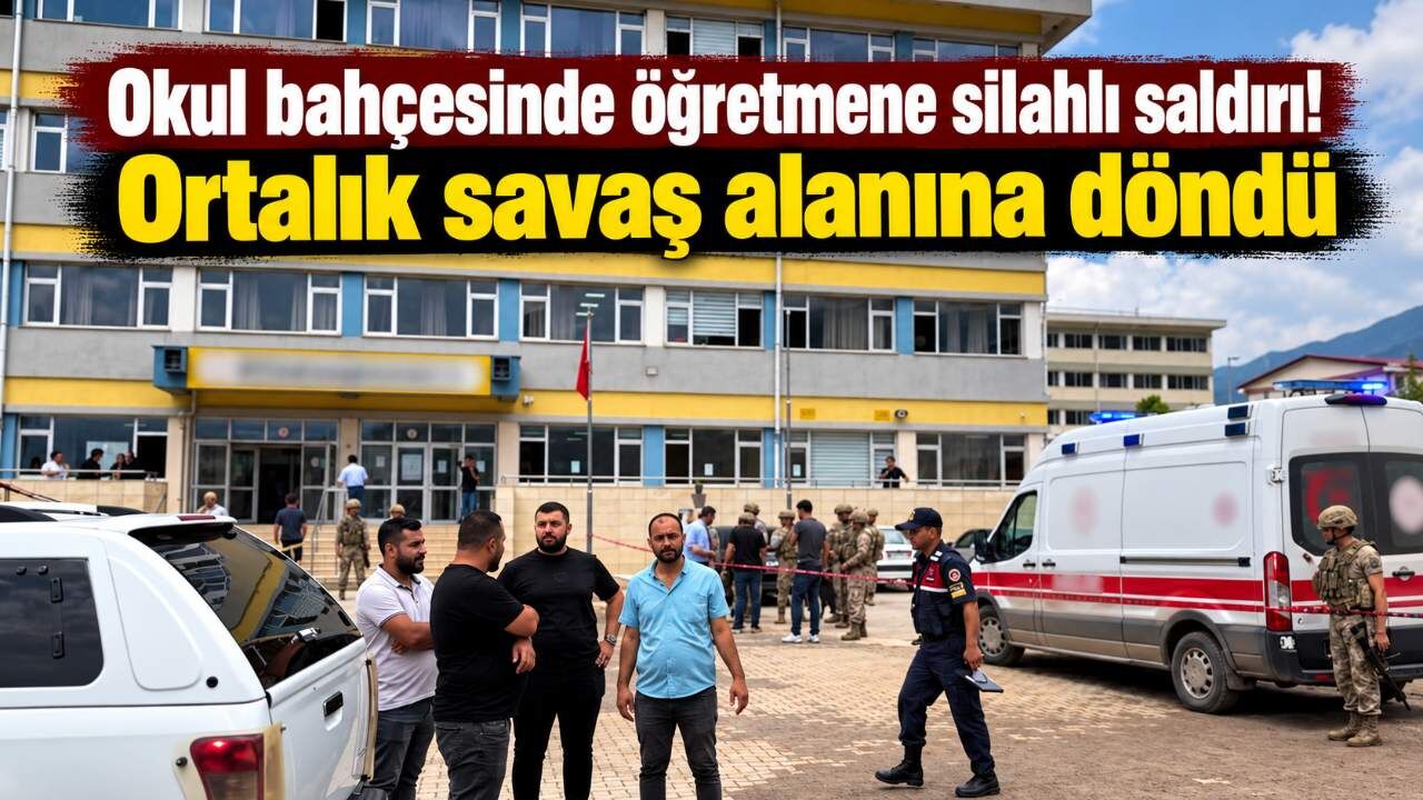 Okul bahçesinde öğretmene silahlı saldırı! Ortalık savaş alanına döndü