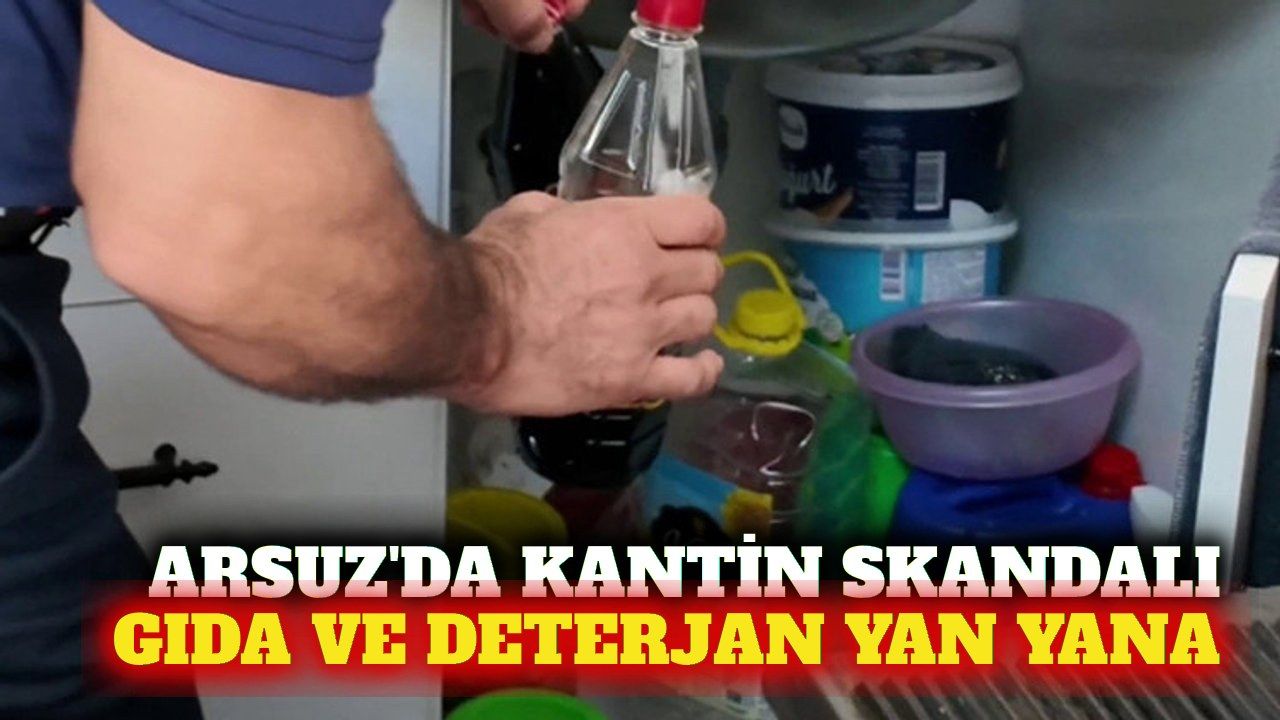 Arsuz'da okul kantininde gıda ve deterjan aynı dolapta
