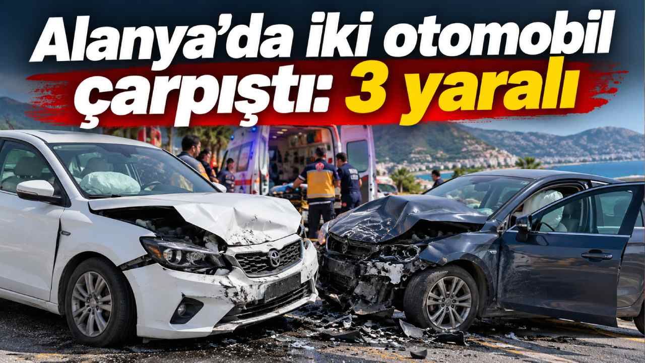 Alanya’da iki otomobil çarpıştı: 3 yaralı